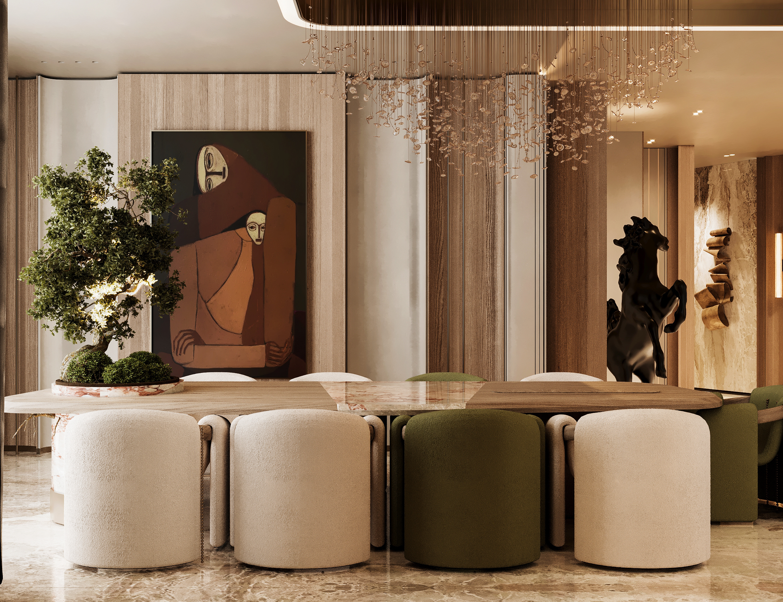Burj Khalifa - Five bedroom apartment — Residential interior design, Dubai, UAE (view 2) | تصميم شقق برج خليفة, ديكور شقق دبي, تشطيب شقق فاخرة دبي, تصميم داخلي 5 غرف, ديكورات شقق دبي الإمارات | Burj Khalifa apartment design, Dubai luxury apartment interior, 5-bedroom apartment finishing, premium residential design Dubai